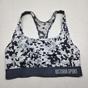 Victoria Sport Women Sports Bra Small Gray Camouflage Racerback Pullover